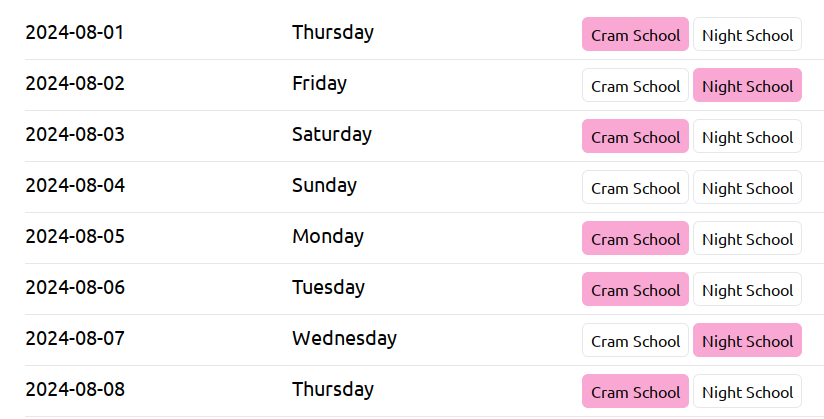 Edit schedule form