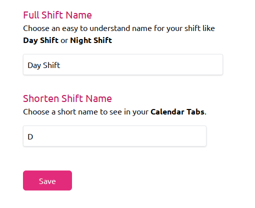 New shift type form demo